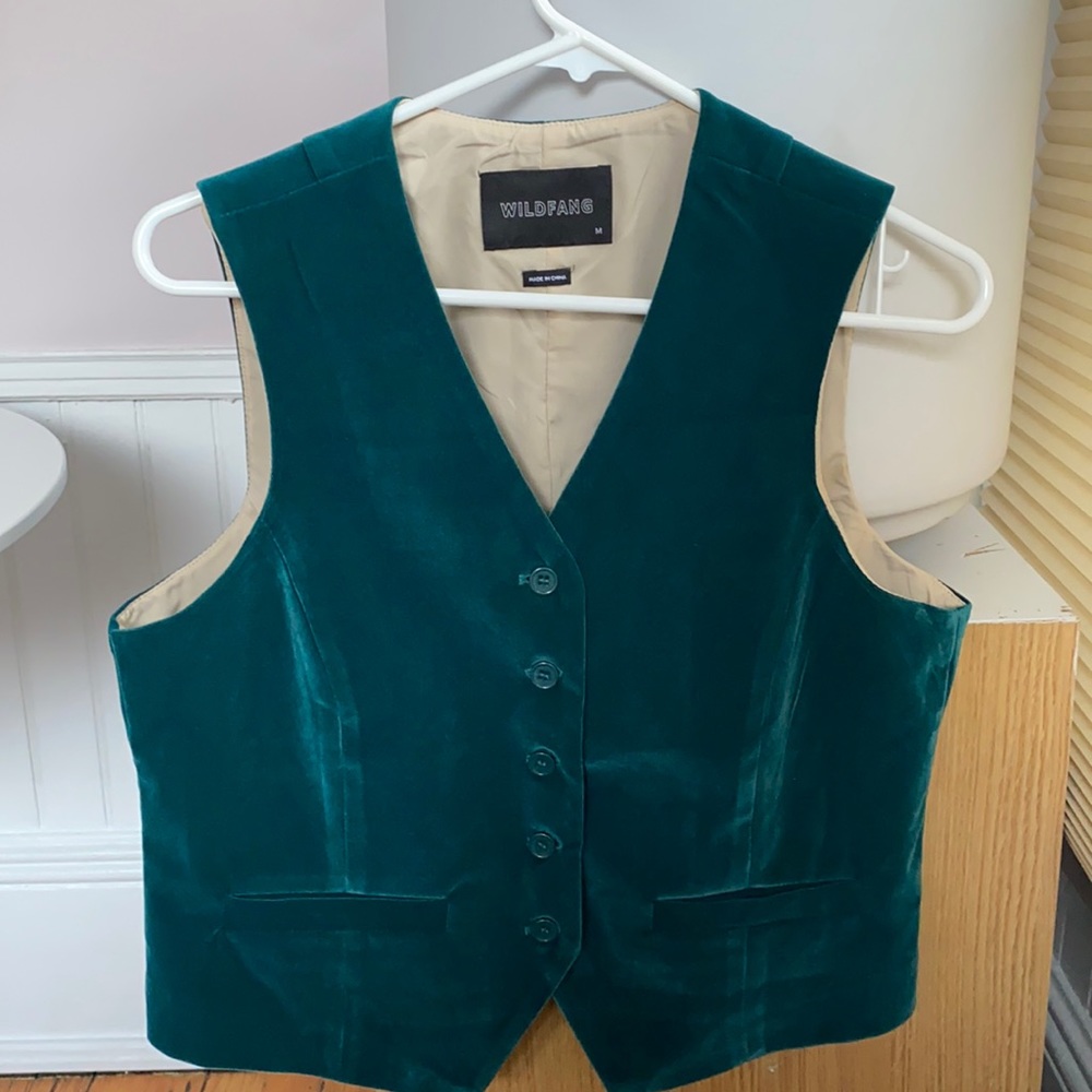 Wildfang Velvet Teal Vest